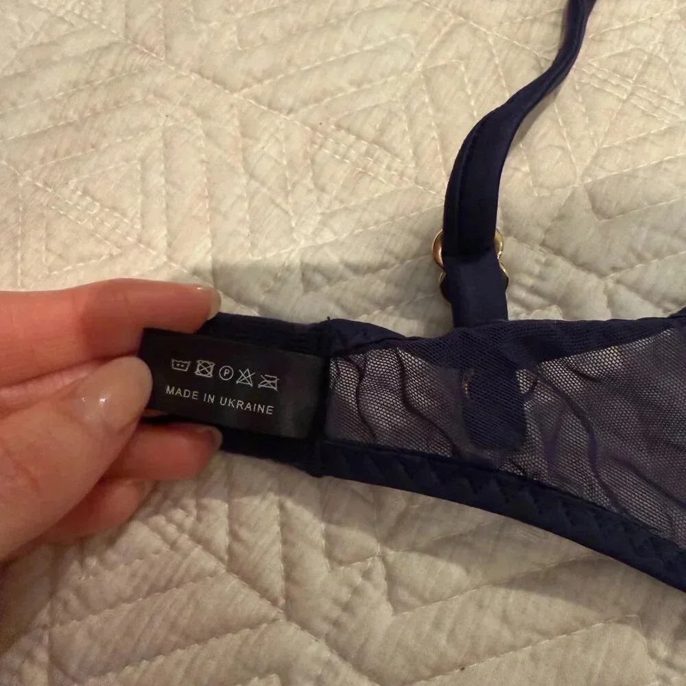 NEW Navy Blue Rosemary Bra  and Panties Matching Set, Marie Mur, 34D and S - Picture 5 of 9